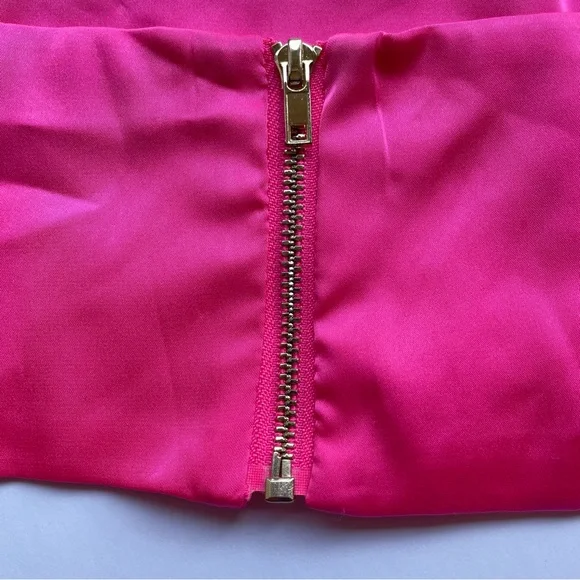 Oh Polly Sleek Satin Crop Top Bra Fairycore Glam Hot Pink size 2 US - Picture 3 of 7